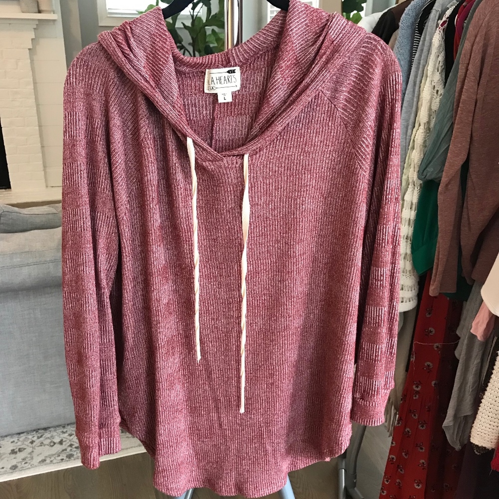 Red Hooded Top with drawstrings